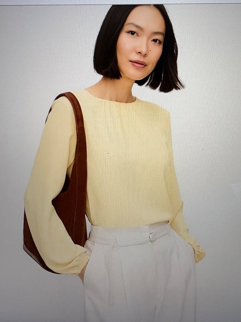NWT Ann Taylor Pleated Front Mixed Media Blouse